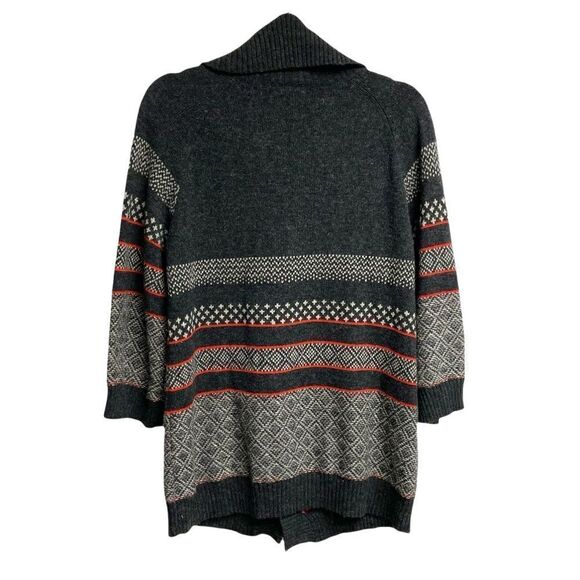 SPLENDID Cotton Angora Nordic Fair Isle Toggle Cardigan Sweater Grey Red M - Picture 5 of 8